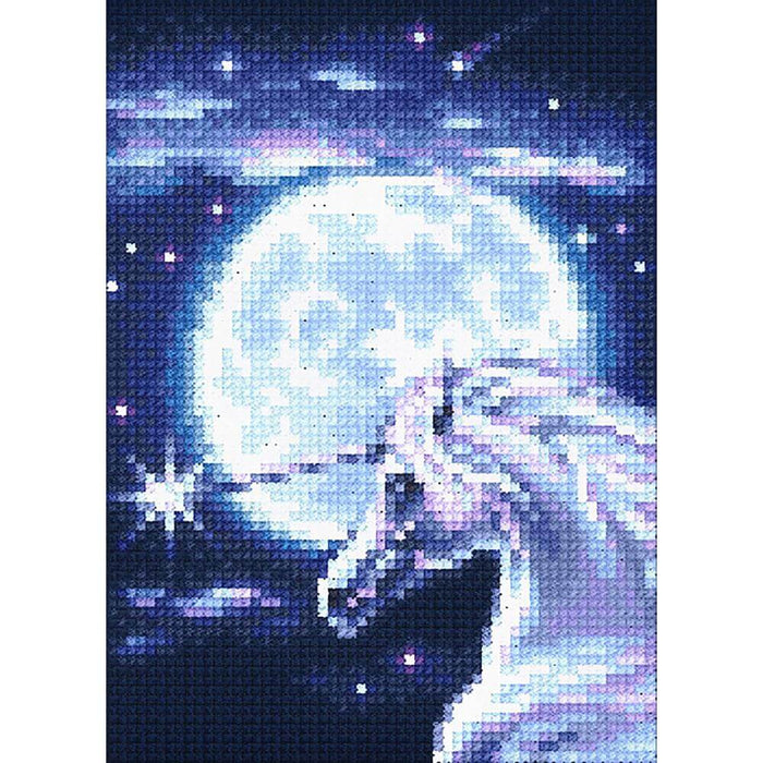 Diamond painting kit featuring a unicorn in front of a full moon