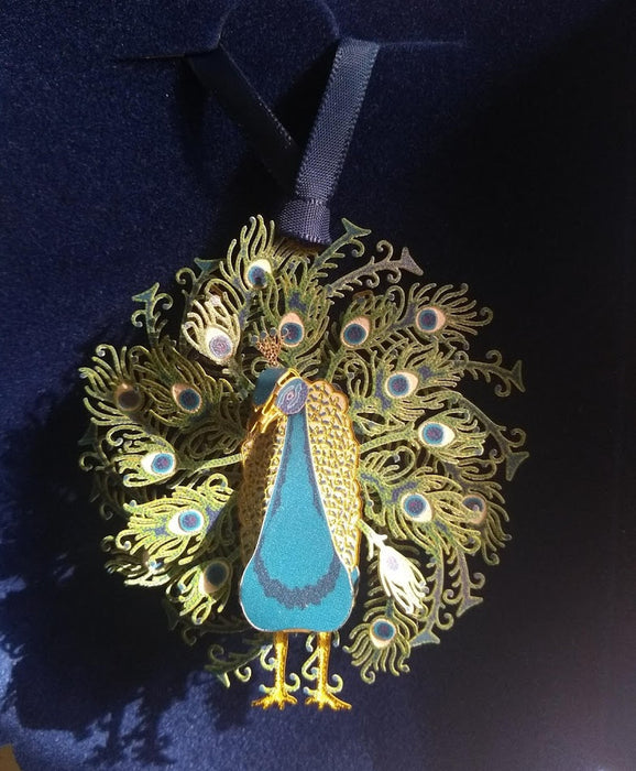 Peacock Brass Ornament - Christmas Decorations - Hanging Decor