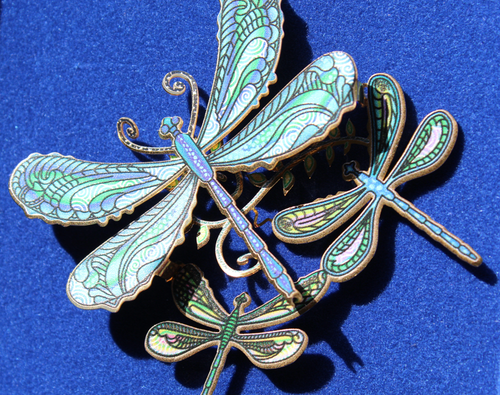 Dragonfly Collage Brass Ornament