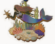 Brass mermaid ornament with colorful siren in a seascape