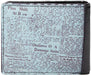 Back of wallet showing newsprint design