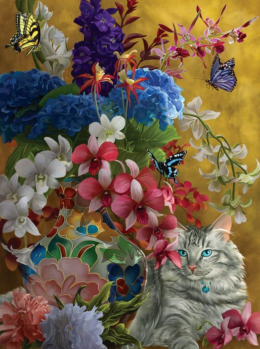 Gilded Cats & Flowers Jigsaw Puzzle (1000 Pieces)