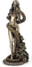 Eve stands nude, coiled with roses and the snake. She holds an apple in one hand. Done in a bronze finish