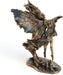 Fairy with subtle rainbow wings and wand outstretched. Side view