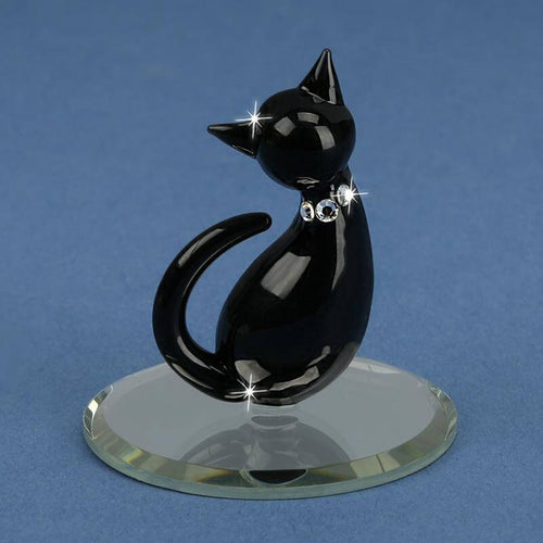 Glass Black Cat Figurine