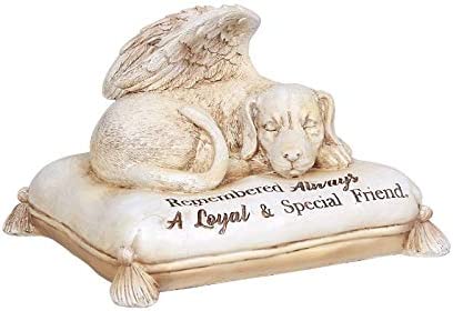 Dog Angel Urn with message of "Remembered Always A Loyal & Special Friend"