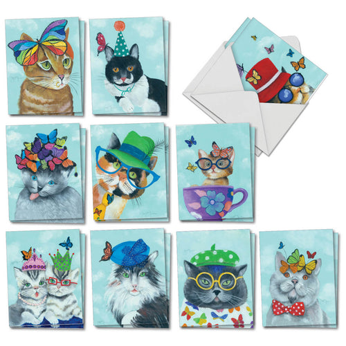 Butterfly Cats Mini Notecards