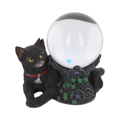 Cosmo black cat crystal ball holder with ivy stand