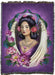 Tapestry blanket with artwork by Brigid Ashwood. An angel with black hair adorned in flowers is framed by her white wings and more lotus blossoms on a purple backdrop