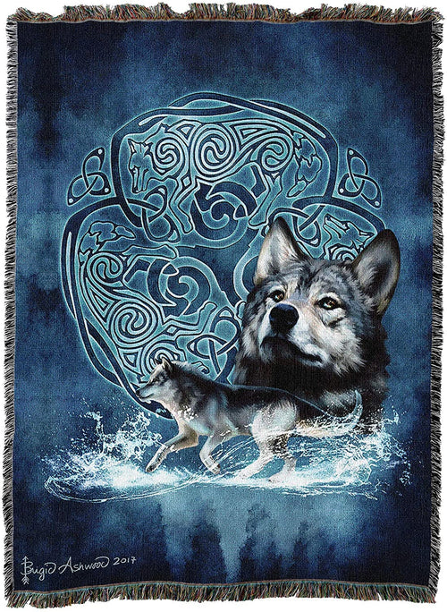 Celtic Wolves Tapestry Blanket