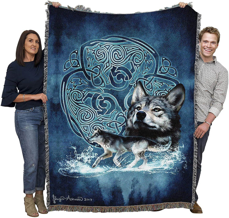 Celtic Wolves Tapestry Blanket