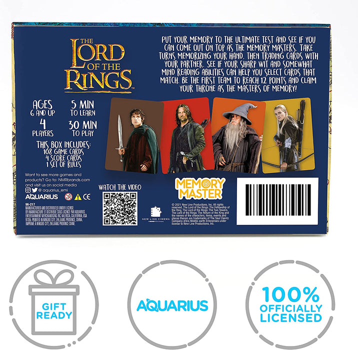 Lord of the Rings Memory Master card game back of box