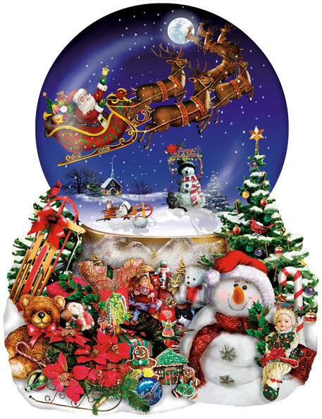 Santa's Snowy Ride Shaped Jigsaw Puzzle