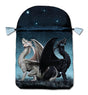 This bag features a striking pair of dragons. One is ivory white and the other ebony black. The stand back to back under a sky full of stars.