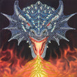 Crystal Art kit makes this jeweled dragon head breathing fire on a greeting card!