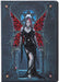 Crystal art journal cover showing Arachnafaria fairy by artist Anne Stokes, with red and black wings and matching hair, in a black dress. Standing in front of a Gothic window with a black widow spider nearby.