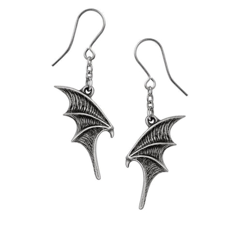 Pair of pewter bat or dragon wing earrings from surgical ear wires