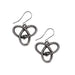 Pair of pewter snake earrings, serpents are eating their tails in a Celtic triple knot design