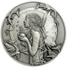 Dragon Spell Goliath Coin featuring Amy Brown art with a fairy surrounded by dragons in antique silver color