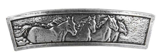 Pewter hairclip showing four horses