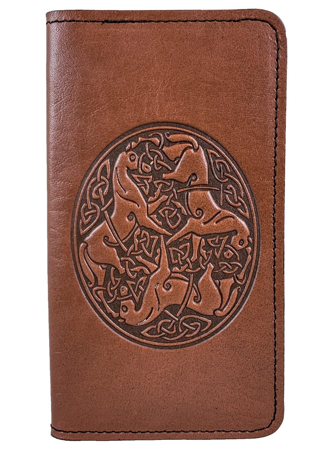 Celtic Horses Leather Check Book Cover by Oberon Designs - Fairy
