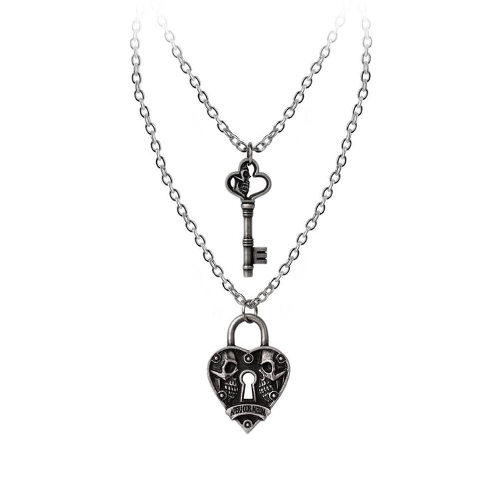 Lock and Key couples necklaces with skull designs