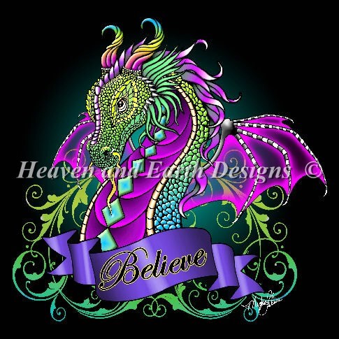 Rainbow Dragon Cross Stitch Pattern by Myka Jelina