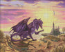 Crafting this Cross Stitch will reveal a glorious dragon by Ed Bear Jr! The purple beast contemplates the washed up treasures that the tide has brought. In the distance, a castle stands next to the sea, with a beautiful sunset in the sky. Cross stitch mockup