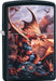 For this Zippo lighter, a red dragon perches atop a rocky crag. Below, hatchlings and eggs can be seen. The mother dragon lets forth a burst of flame, protecting her young.