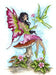 f A True Gentleman by Amy Brown. Fairy in green and pink with matching wings sits on a mushroom surrounded by flowers. A frog with wings gives her a pink flower