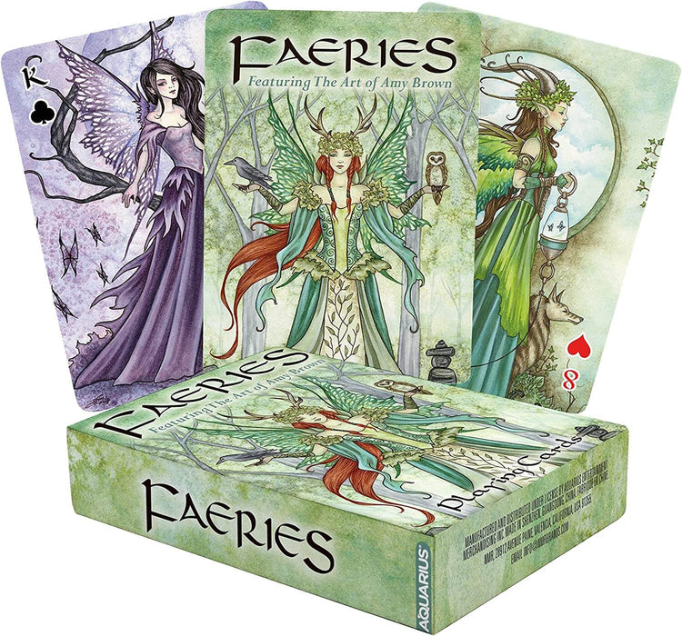 Amy Brown Faeries playing card deck showing cards and box