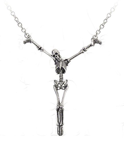 Gothic Hanging Skeleton Pendant 18 Chain Necklace - Punk Gothic Hanging Skeleton Pendant 18 Chain Necklace - Punk