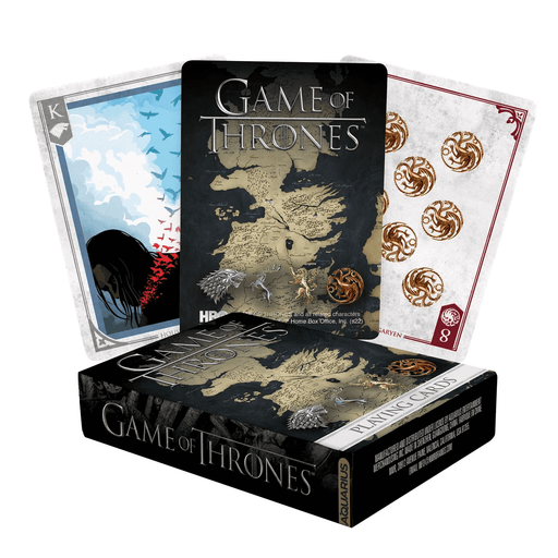 Game of Thrones playing card set showing box art and two cards