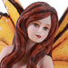 Auburn hair fairy with orange wings, closeup of face