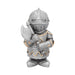 Knight holding axe figurine, done in silver with gold accents