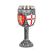 Chalice goblet with English shields design, showing white and red crest and red and gold Lion