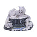 Mother wolf and cubes in snow scene figurine with changeable calendar blocks
