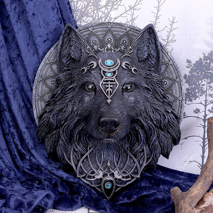 Wolf Moon black wolf plaque