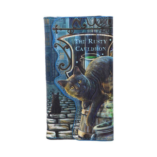 Black cat at The Rusty Cauldron purse wallet, showing the shaped front flap