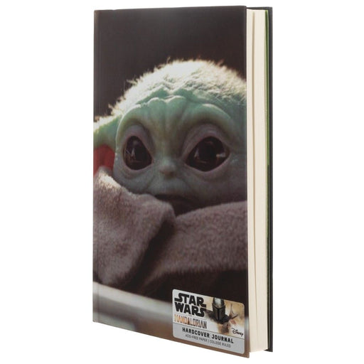 Grogu Baby Yoda journal from the Mandalorian. Grogu's face is on the front and inside are lined pages to write on