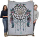 Dreamcatcher tapestry held up by two adults to show large size