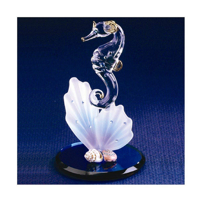 Glass Blue Coral Seahorse Figurine