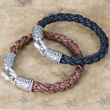 Braided Leather & Pewter Bracelet: Jewelry | FairyGlen