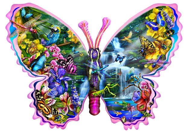Butterfly Waterfall Shaped Jigsaw Puzzle (1000 Pieces)