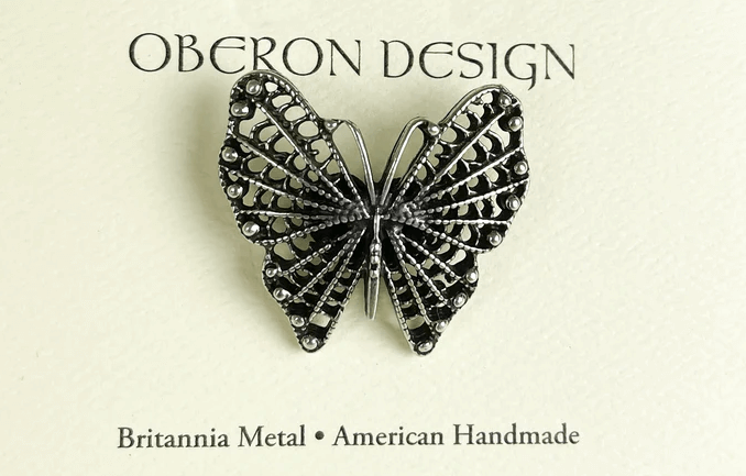 Butterfly ponytail holder by Oberon Design. Britannia Metal, American Handmade