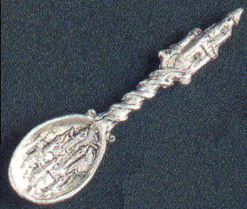 collectors spoon made out of a pewter and looking like a castle