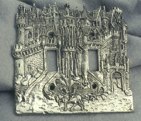 double  pewter castle light plate switch