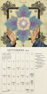 September example of Celtic Blessings 2023 calendar showing leaves and hands with Celtic knot desings