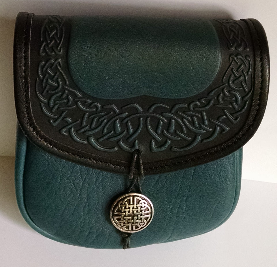 Celtic Border Leather Belt Pouch (Medium)