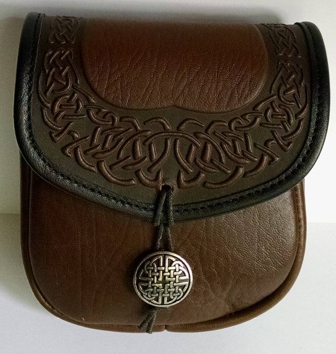 Celtic Border Leather Belt Pouch (Medium)